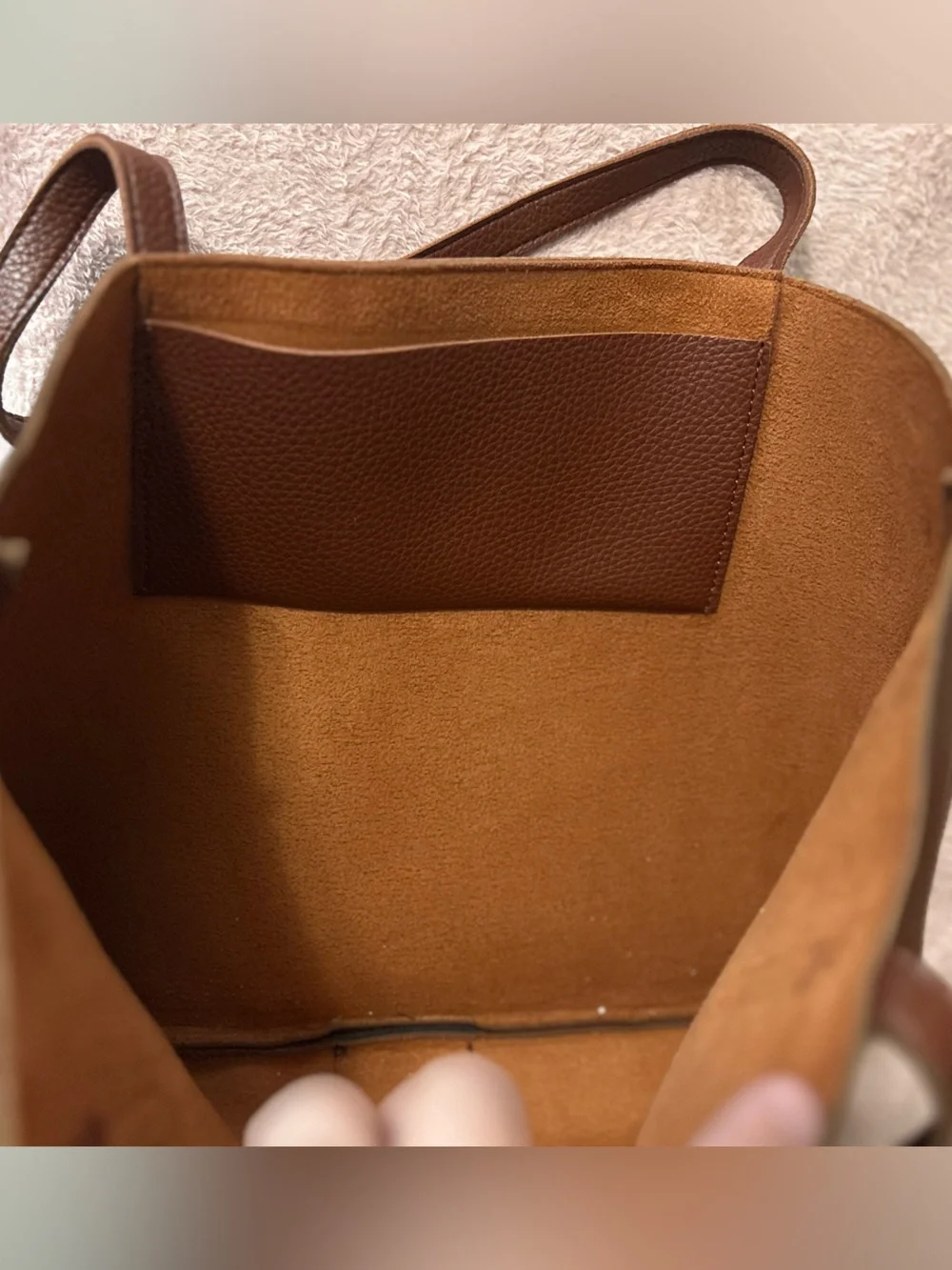 Vince Camuto Brown Pebbled Tote Laptop Bag Large Minimalist Work Tote